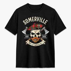 Somerville Tartan Crest 2D T-shirt - Alba Skull Style