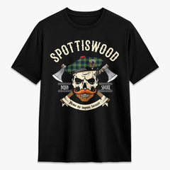 Spottiswood Tartan Crest 2D T-shirt - Alba Skull Style