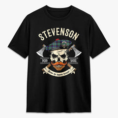 Stevenson Tartan Crest 2D T-shirt - Alba Skull Style