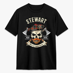 Stewart Black Tartan Crest 2D T-shirt - Alba Skull Style