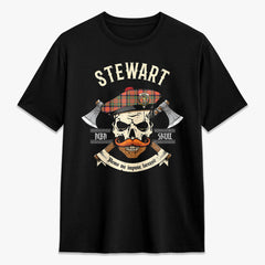 Stewart Royal Ancient Tartan Crest 2D T-shirt - Alba Skull Style