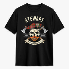 Stewart Royal Tartan Crest 2D T-shirt - Alba Skull Style