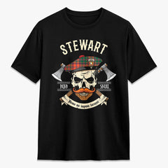 Stewart of Appin Ancient Tartan Crest 2D T-shirt - Alba Skull Style