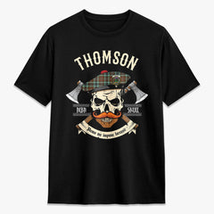 Thomson Hunting Modern Tartan Crest 2D T-shirt - Alba Skull Style