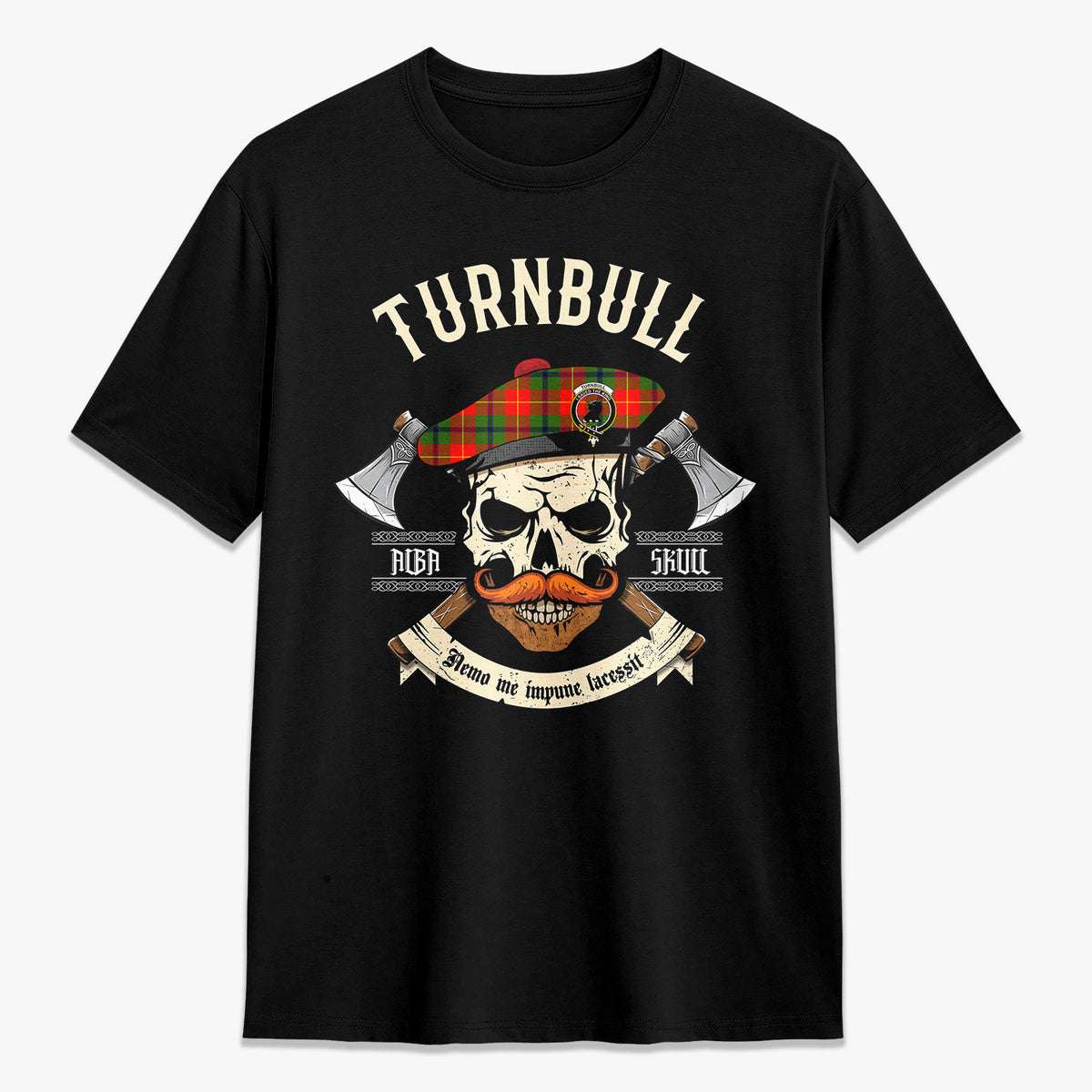 Turnbull Dress Tartan Crest 2D T-shirt - Alba Skull Style