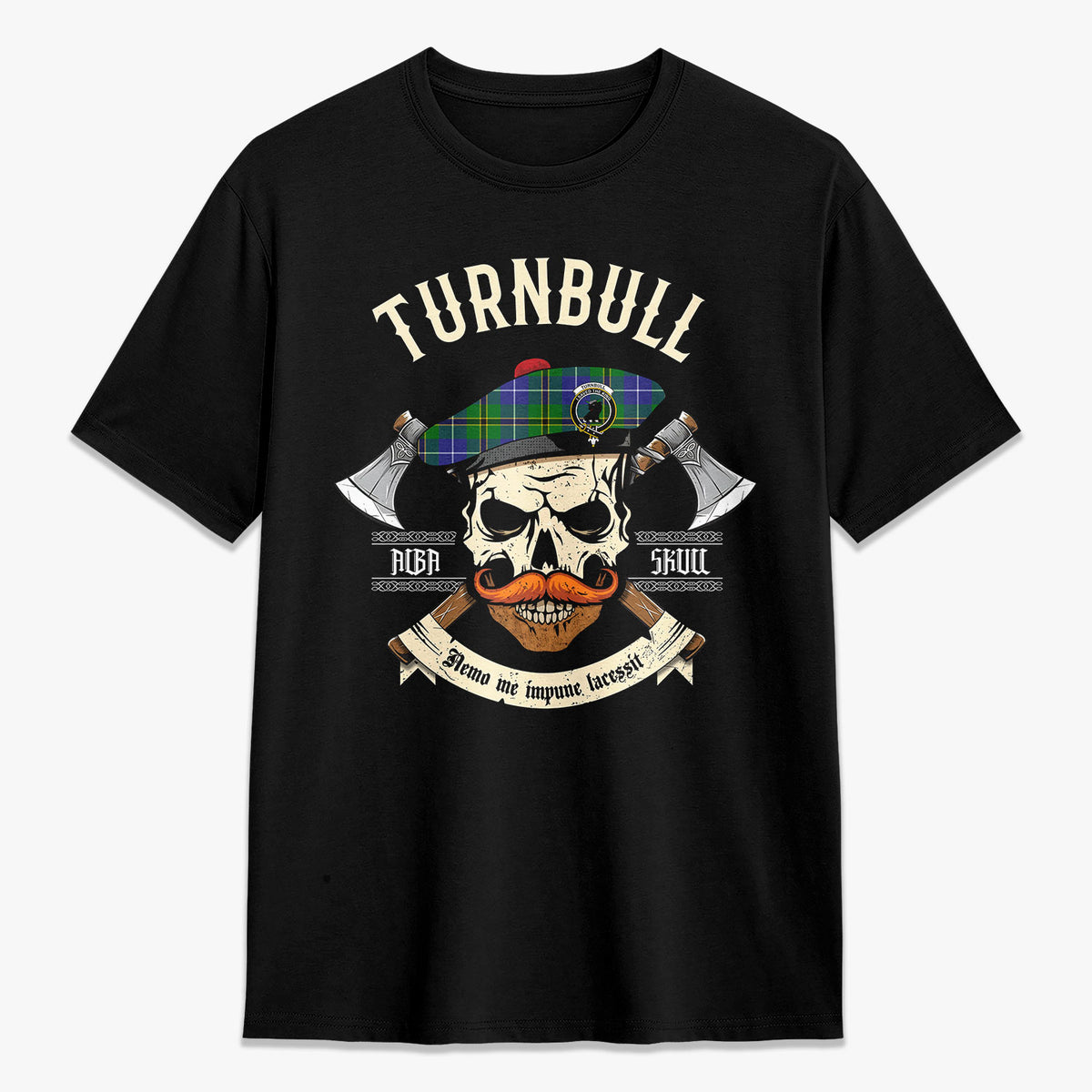 Turnbull Hunting Tartan Crest 2D T-shirt - Alba Skull Style