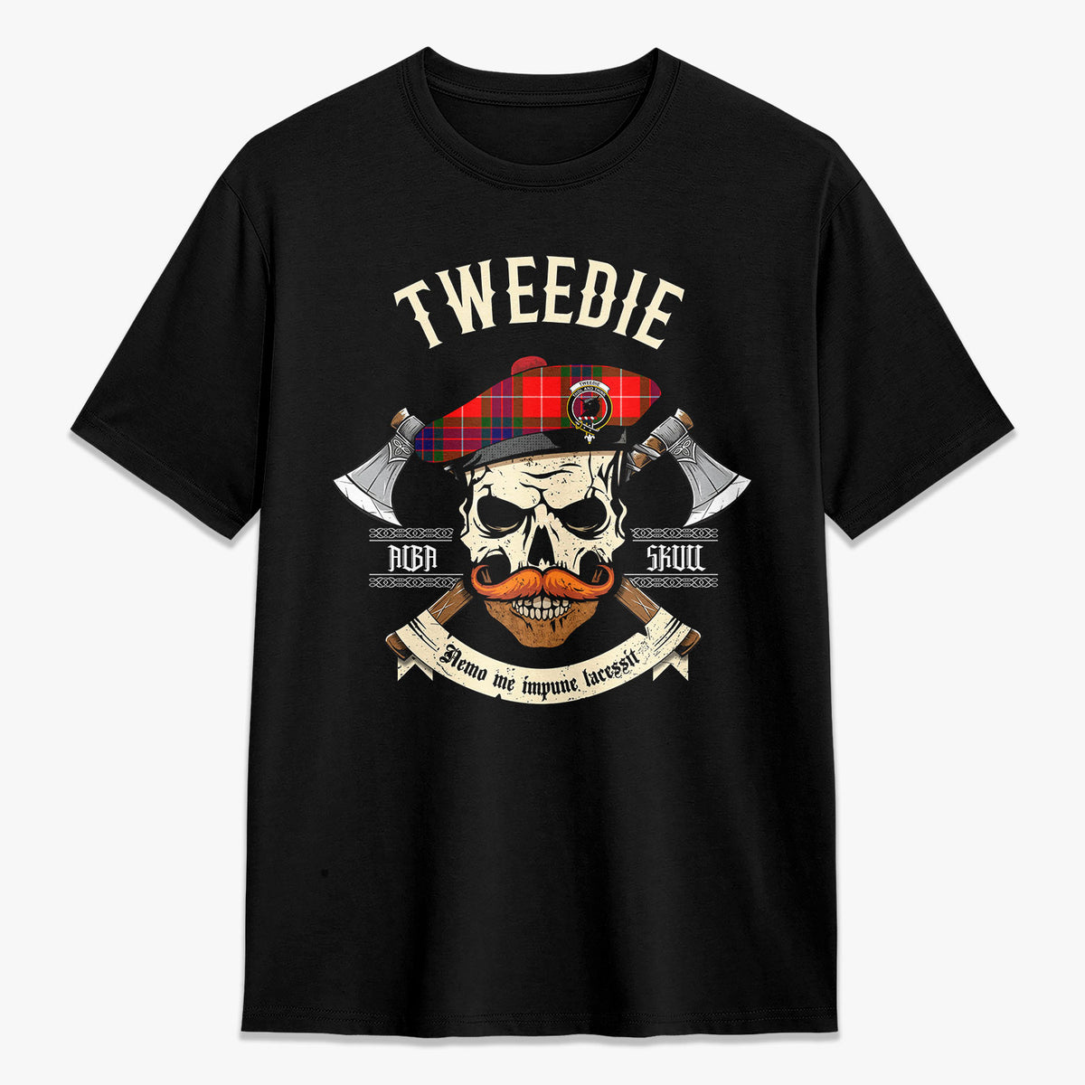 Tweedie Tartan Crest 2D T-shirt - Alba Skull Style