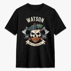 Watson Ancient Tartan Crest 2D T-shirt - Alba Skull Style