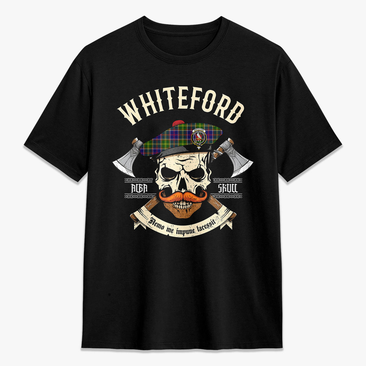 Whiteford Tartan Crest 2D T-shirt - Alba Skull Style