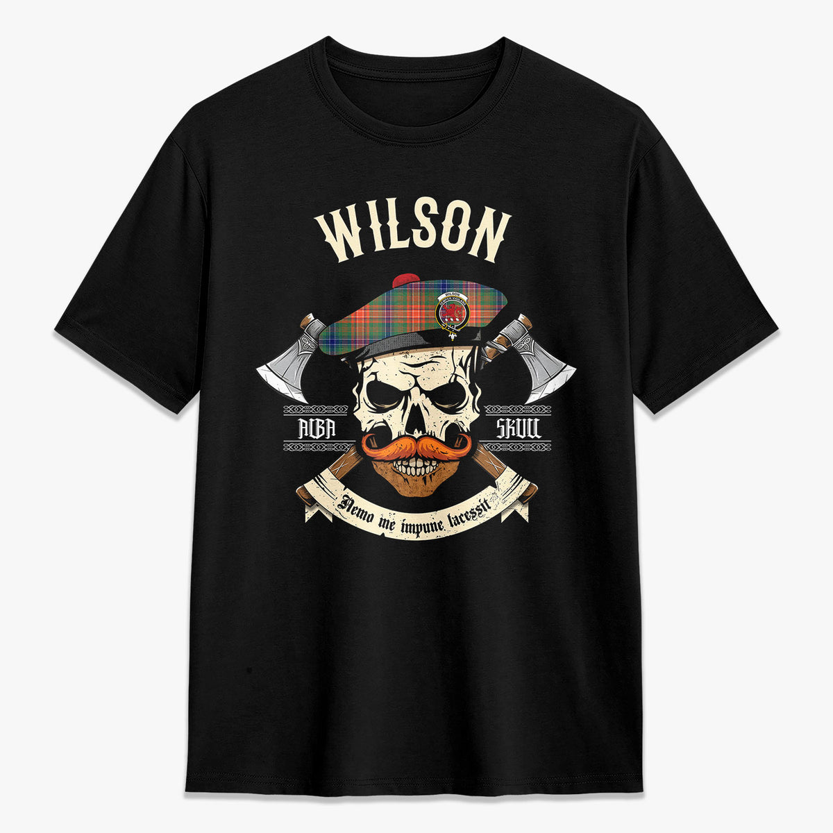 Wilson Ancient Tartan Crest 2D T-shirt - Alba Skull Style