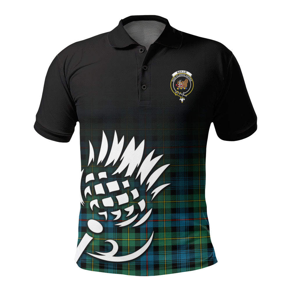 Baillie Ancient Tartan Crest Polo Shirt - Thistle Black Style