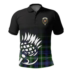 Baillie Modern Tartan Crest Polo Shirt - Thistle Black Style