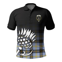 Bell of the Borders Tartan Crest Polo Shirt - Thistle Black Style