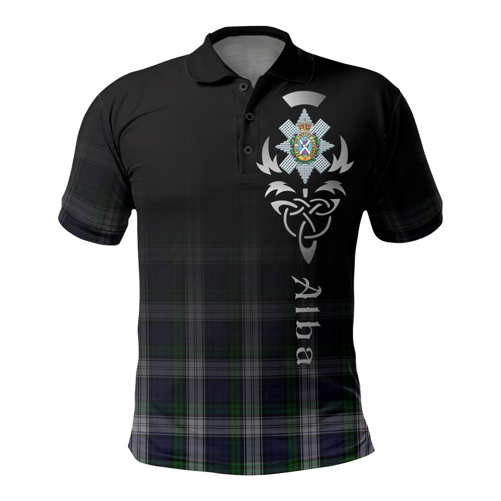 Blackwatch Dress (Asymmetrical) Tartan Personalized Polo Shirt - Alba Celtic Style