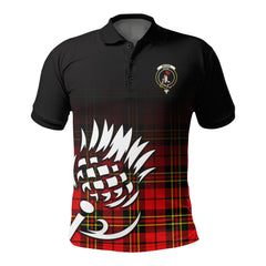 Brodie Modern Tartan Crest Polo Shirt - Thistle Black Style