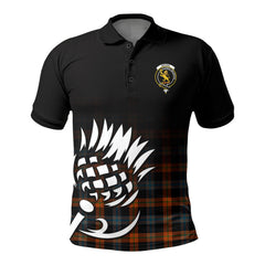 Brown Ancient Tartan Crest Personalized Polo Shirt - Thistle Black Style