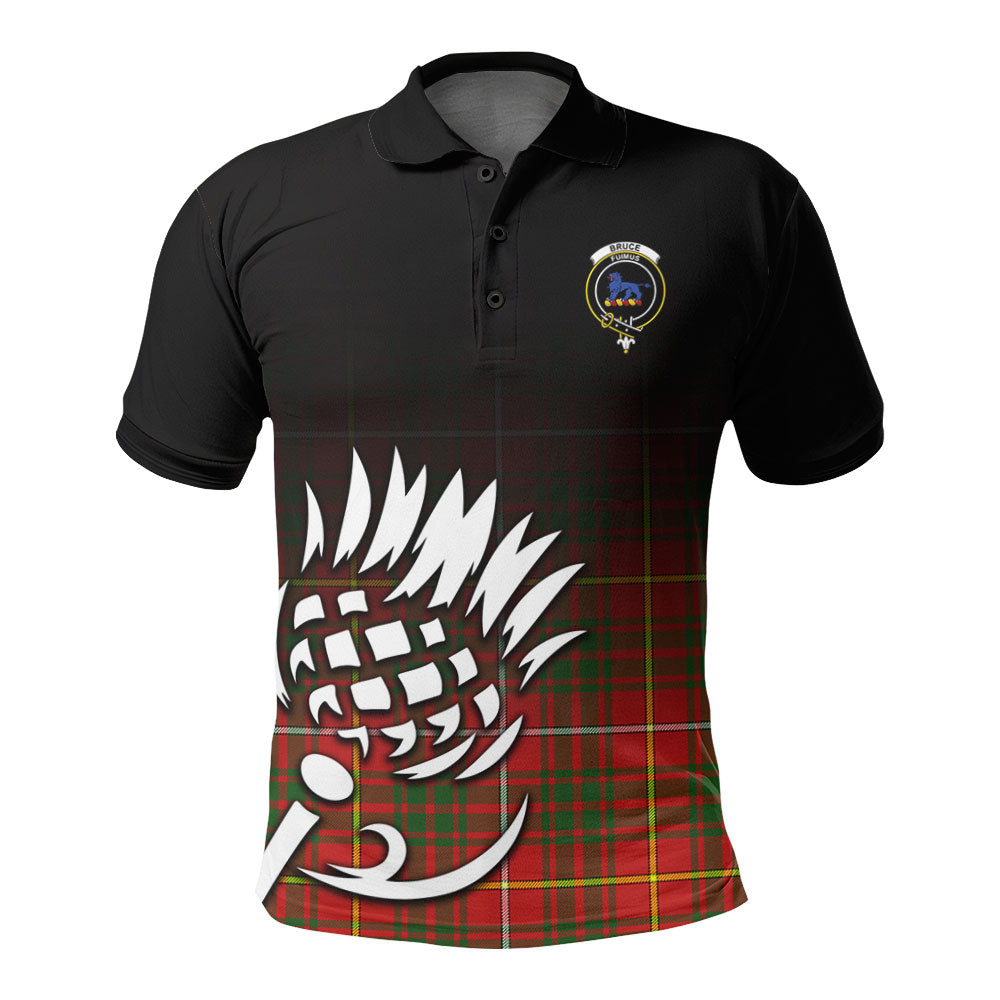 Bruce Modern Tartan Crest Polo Shirt - Thistle Black Style