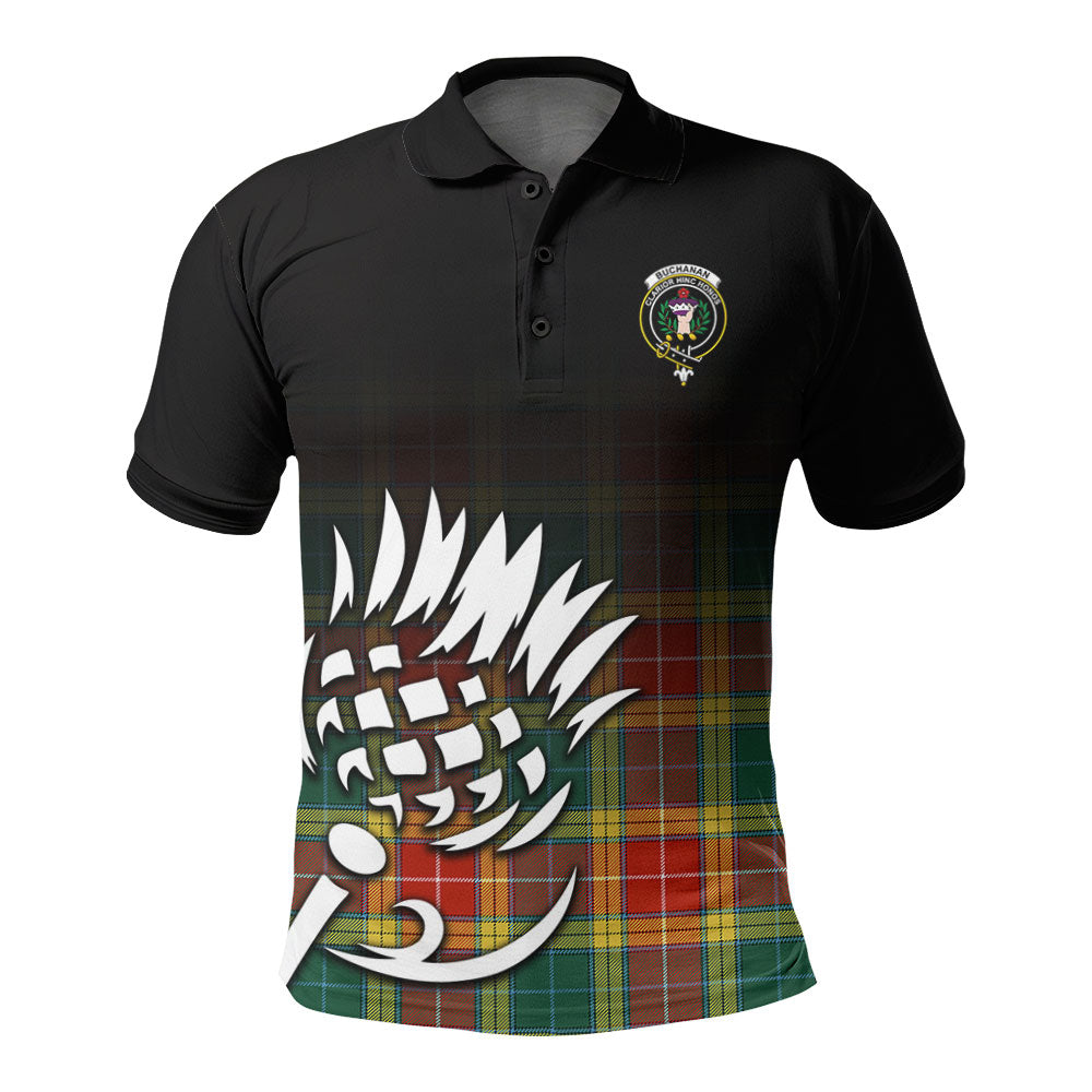 Buchanan Old Sett Tartan Crest Polo Shirt - Thistle Black Style