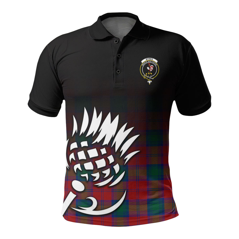 Byres Tartan Crest Polo Shirt - Thistle Black Style