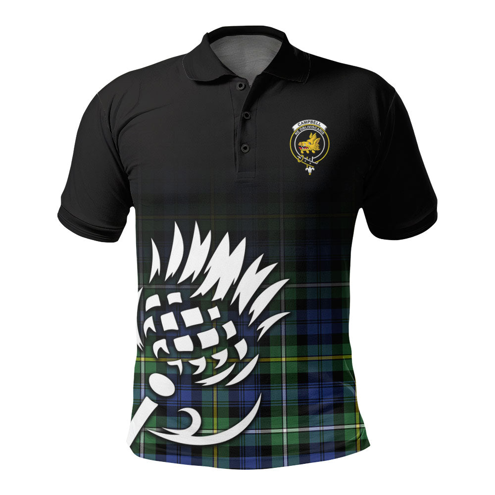 Campbell Argyll Ancient Tartan Crest Polo Shirt - Thistle Black Style