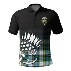 Campbell Dress Tartan Crest Polo Shirt - Thistle Black Style