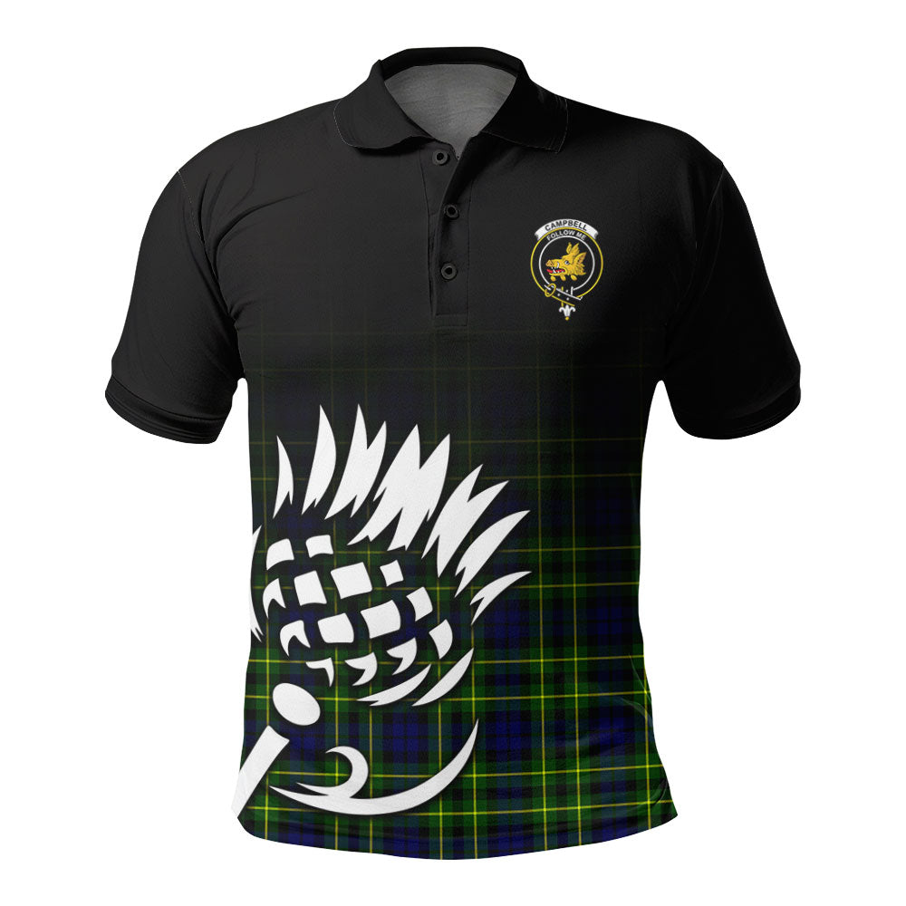 Campbell of Breadalbane Modern Tartan Crest Polo Shirt - Thistle Black Style