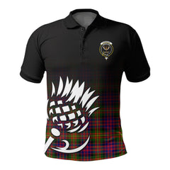 Carnegie Modern Tartan Crest Polo Shirt - Thistle Black Style