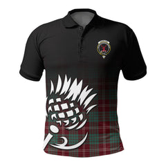 Crawford Modern Tartan Crest Polo Shirt - Thistle Black Style