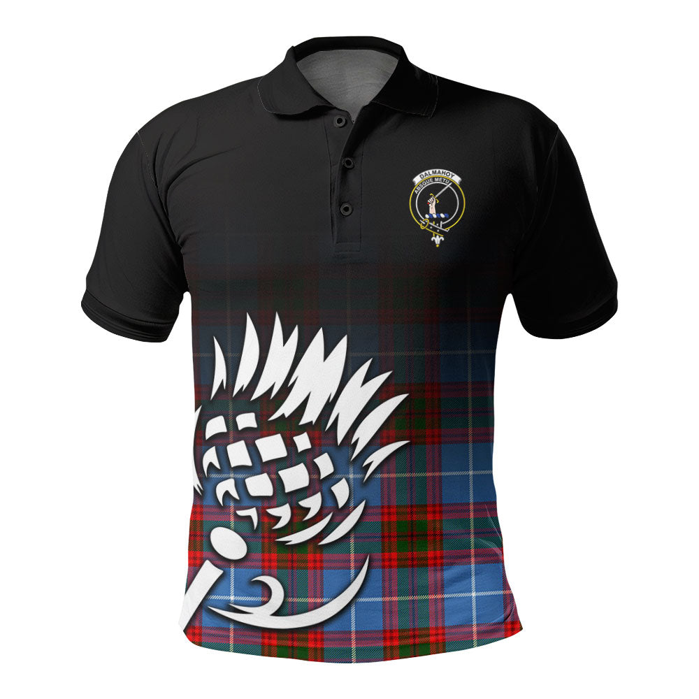 Dalmahoy Tartan Crest Polo Shirt - Thistle Black Style