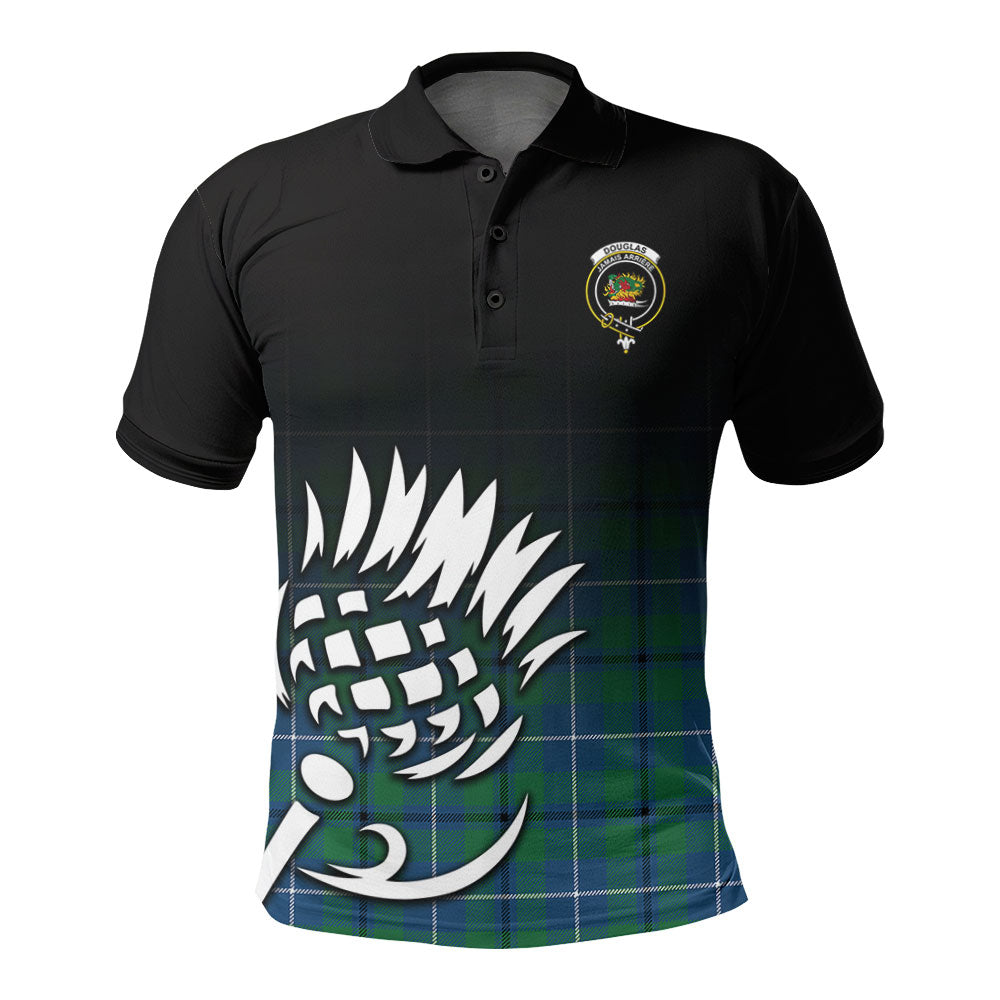 Douglas Ancient Tartan Crest Polo Shirt - Thistle Black Style