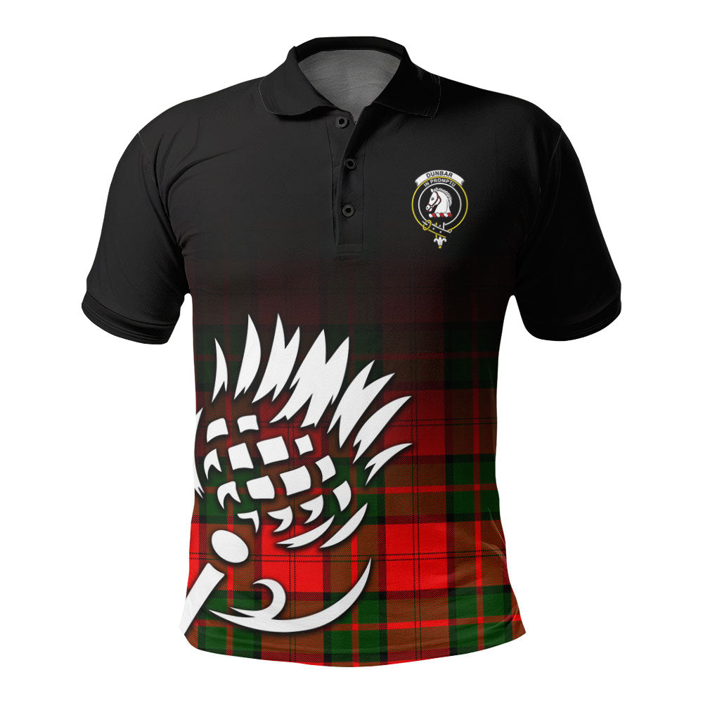 Dunbar Modern Tartan Crest Polo Shirt - Thistle Black Style