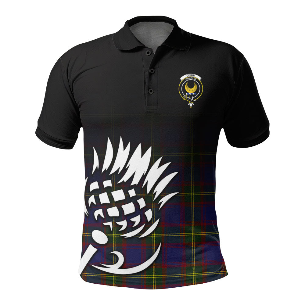 Durie Tartan Crest Polo Shirt - Thistle Black Style