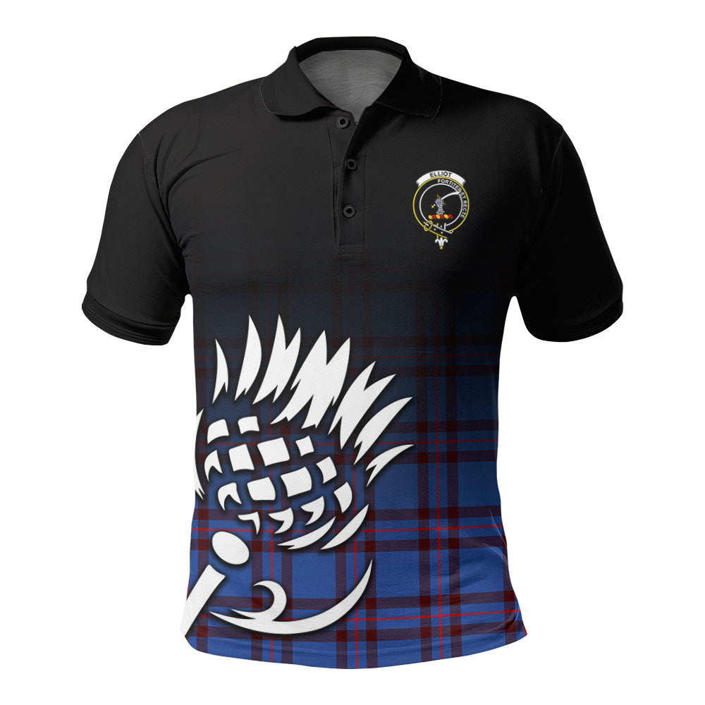 Elliot Modern Tartan Crest Polo Shirt - Thistle Black Style