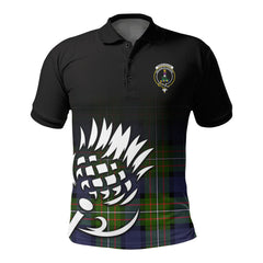 Fergusson Modern Tartan Crest Polo Shirt - Thistle Black Style