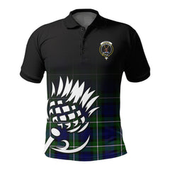 Forbes Modern Tartan Crest Polo Shirt - Thistle Black Style