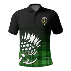 Galloway District Tartan Crest Polo Shirt - Thistle Black Style