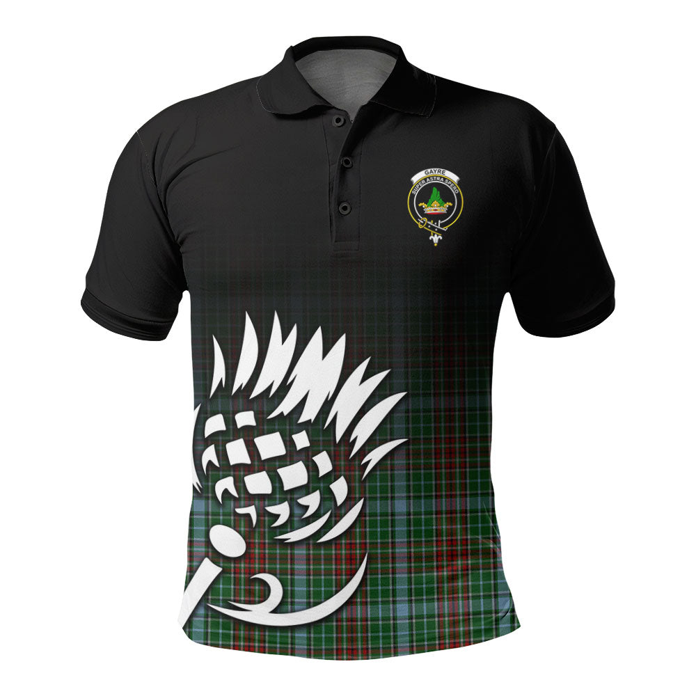 Gayre Tartan Crest Polo Shirt - Thistle Black Style