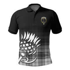 Glendinning Tartan Crest Polo Shirt - Thistle Black Style