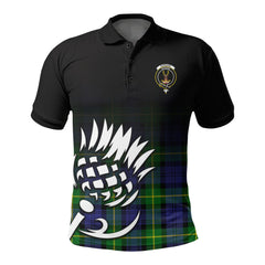 Gordon Modern Tartan Crest Polo Shirt - Thistle Black Style