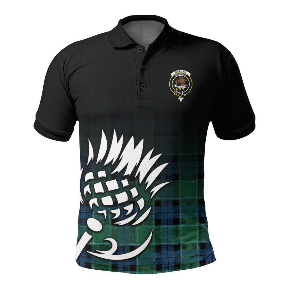 Graham of Menteith Ancient Tartan Crest Polo Shirt - Thistle Black Style