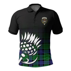 Graham of Menteith Modern Tartan Crest Polo Shirt - Thistle Black Style