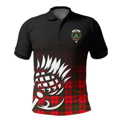 Grant Modern Tartan Crest Polo Shirt - Thistle Black Style