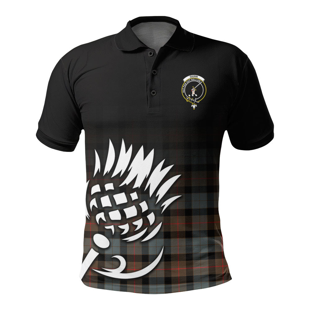 Gunn Weathered Tartan Crest Polo Shirt - Thistle Black Style