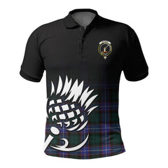 Guthrie Modern Tartan Crest Polo Shirt - Thistle Black Style