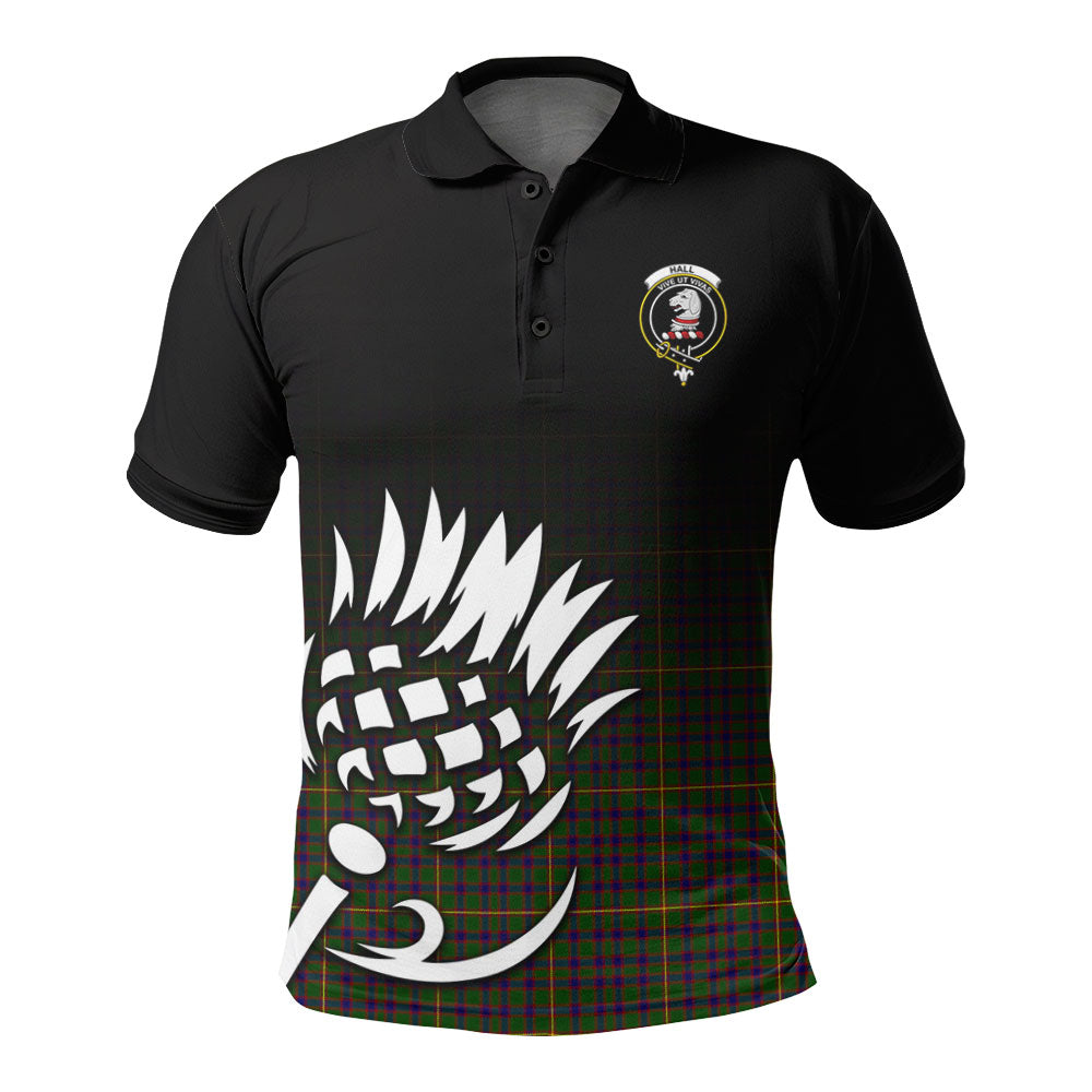 Hall Tartan Crest Polo Shirt - Thistle Black Style