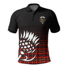 Innes Modern Tartan Crest Polo Shirt - Thistle Black Style