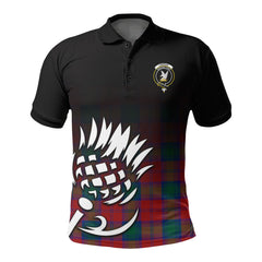 Lindsay Modern Tartan Crest Polo Shirt - Thistle Black Style