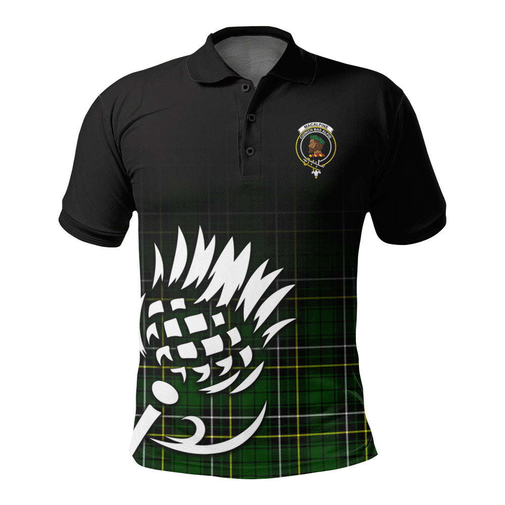 MacAlpine Modern Tartan Crest Polo Shirt - Thistle Black Style