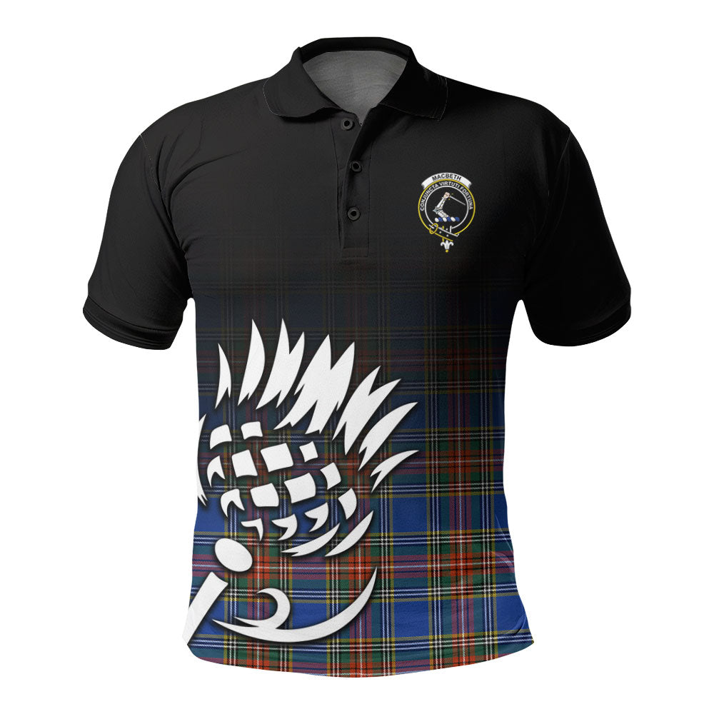 MacBeth Ancient Tartan Crest Polo Shirt - Thistle Black Style