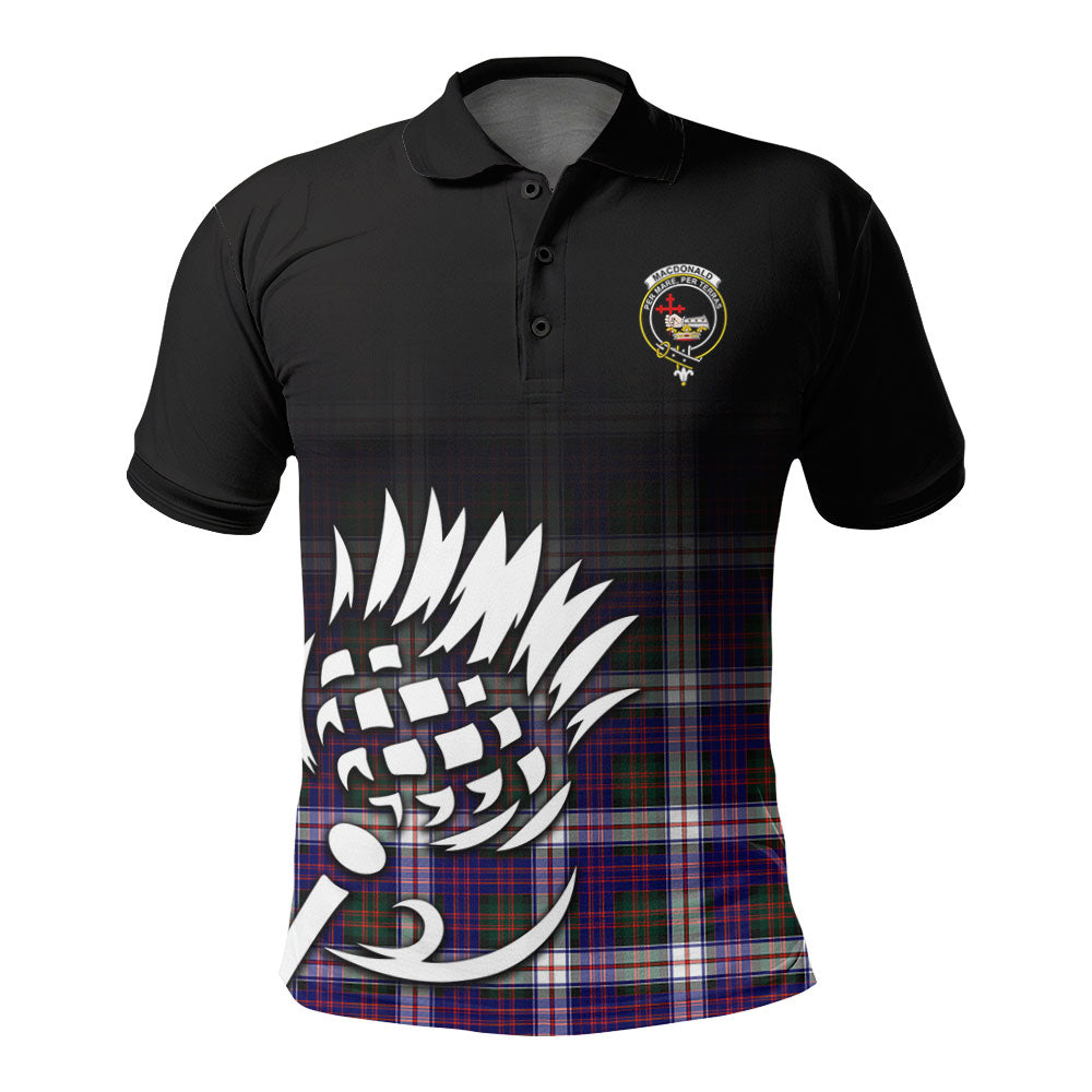 MacDonald Dress Modern Tartan Crest Polo Shirt - Thistle Black Style